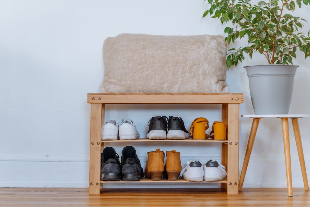 use bench with shoe storage in your entryway
